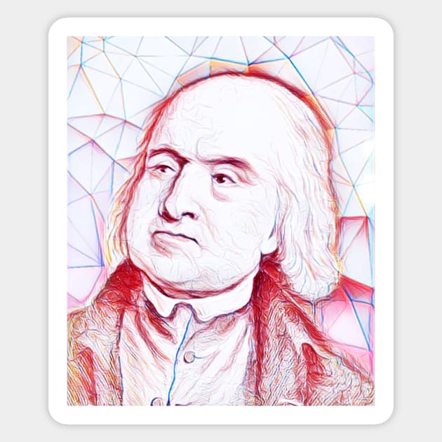 Jeremy Bentham Portrait | Jeremy Bentham Artwork | Line Art Sticker by JustLit